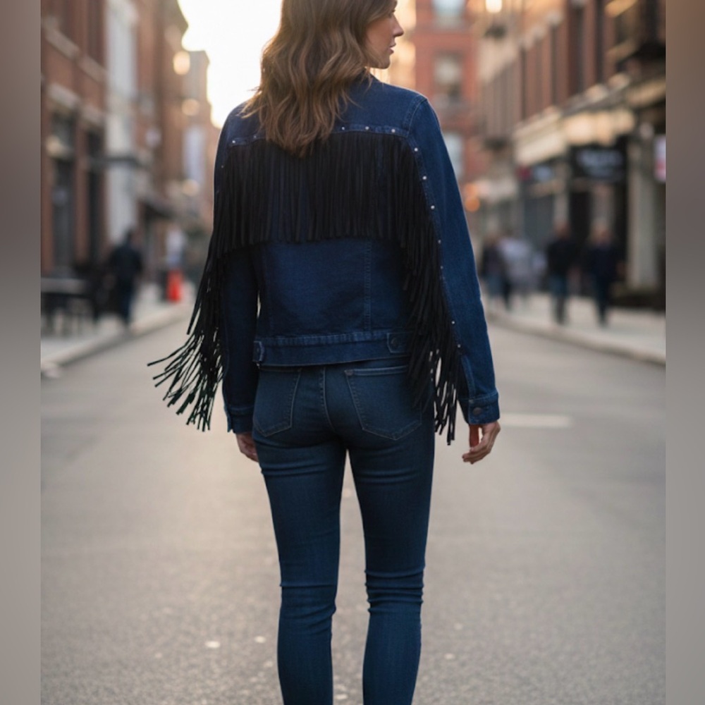 Idyllwind fringe trucker Blue Jean Jacket S western rodeo coastal boho rodeo